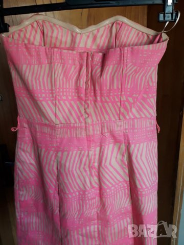 H&М Къса рокля бюстие в светло розово и бежово С, снимка 4 - Рокли - 25133182