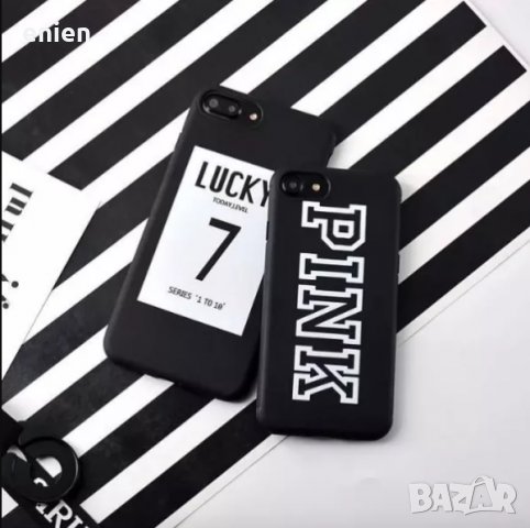 ПРОМО! Черен матов кейс ”Lucky 7 & Pink" за iPhone 6 6S 7 8 Plus, снимка 4 - Калъфи, кейсове - 25486391