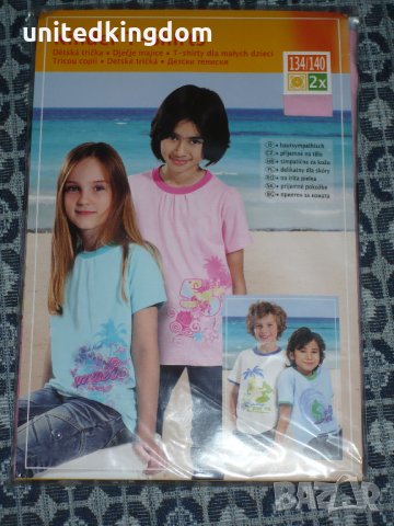 Две чисто нови детски тениски-134/140 см.-100% памук-подходящи за подарък