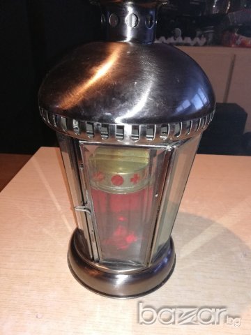иноксов фенер с стъкла-за свещ-внос холандия-34х19см, снимка 5 - Колекции - 20893381