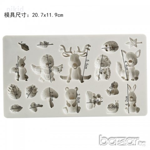 Горски животни приказка Голям силиконов молд форма декорация и украса торта фондан бисквитки, снимка 2 - Форми - 20448229