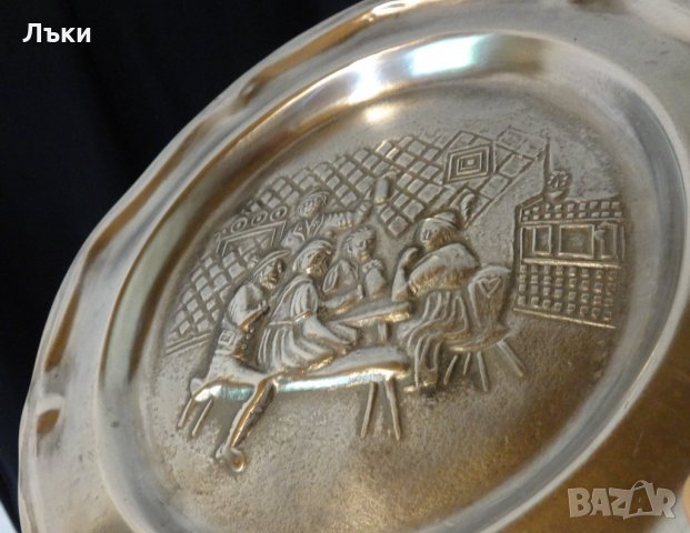 Старинна чиния,пано от калай Гостилница.  , снимка 3 - Антикварни и старинни предмети - 25843687