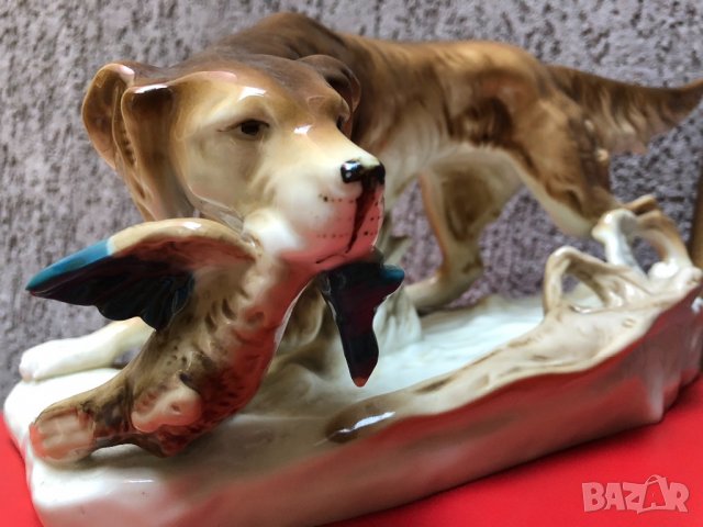 Голяма порцеланова фигура на ловно куче Сетер, снимка 6 - Антикварни и старинни предмети - 13475162