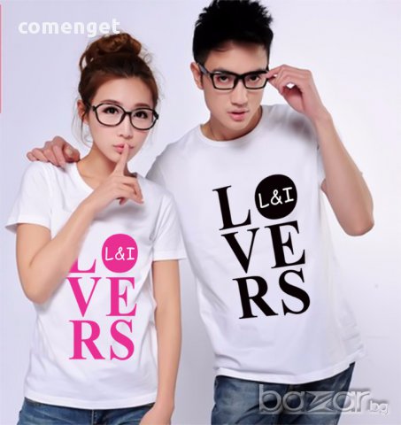 ЗА ВЛЮБЕНИ! LOVE тениски с ИНИЦИАЛИ ПО ИЗБОР! ПОРЪЧАЙ модел С ТВОЯ ИДЕЯ!