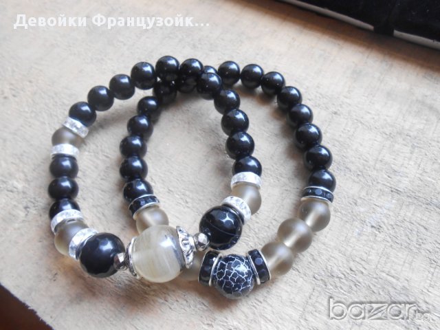 Гривна от естествени камъни "елегантно черно", снимка 2 - Гривни - 8584582