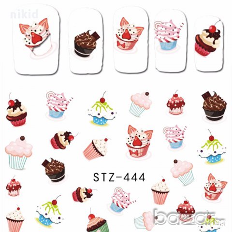 STZ-444 мъфини кексчета татос ваденки водни стикери за нокти маникюр