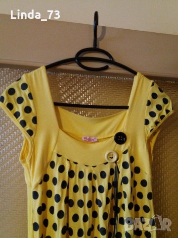 Дам.туника-блуза-"YILSAN"-/вискоза+ликра/-патеш.жълта с точки. Закупена от Италия., снимка 2 - Туники - 22002083