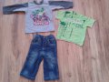 детско лотче-дънки и блузка с Хълк за малък господин+подарък-тениска-размер-86-92, снимка 1 - Комплекти за бебе - 9512706