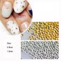 ситни 100 бр мини капси пайети 3D за декорация украса нокти маникюр сребрист и златист точки