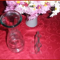Голяма стъклена ваза и салфетник, снимка 2 - Вази - 23411193