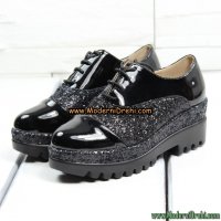 Дамски спортни обувки черни с брукат код 335, снимка 3 - Дамски ежедневни обувки - 23477485