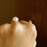 Среб.пръстен-с бяла перла-проба-925. Закупен от Италия., снимка 5 - Пръстени - 21741145