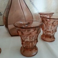 антикварен сервиз цветно розово стъкло , снимка 12 - Антикварни и старинни предмети - 26203494
