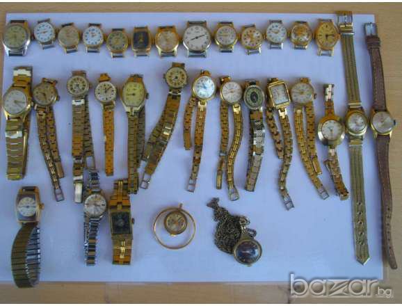 Лот от ръчни дамски позлатени съветски часовници - 32 бр., снимка 1