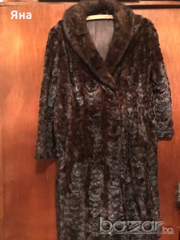 Дамско дълго палто- естествена кожа, подарък нова шапка, снимка 2 - Палта, манта - 19917915