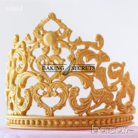 корона роза перли топчета и листа силиконов молд форма украса декор торта фондан шоколад, снимка 2 - Форми - 17685108