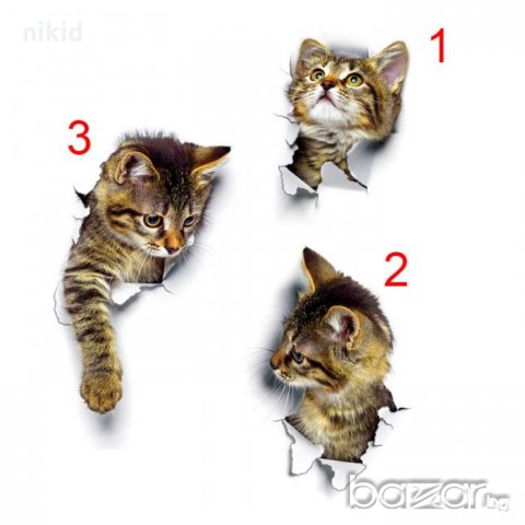 Коте стикер лепенка за стена мебел или тоалетна чиния за капака, снимка 2 - Декорация за дома - 21183213
