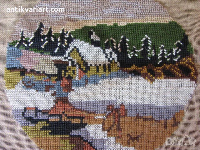 19 век Стари Ръчно Шити Гоблени 2 броя Загреб, снимка 7 - Антикварни и старинни предмети - 25417510