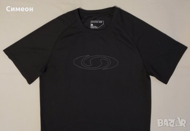 Salomon НОВА оригинална тениска S уникална черна спортна фланелка, снимка 2 - Спортни дрехи, екипи - 25515143