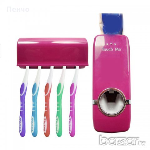 Комплект автоматичен диспенсър за паста за зъби и четка за зъби за баня с високо качество, снимка 3 - Други стоки за дома - 20601119