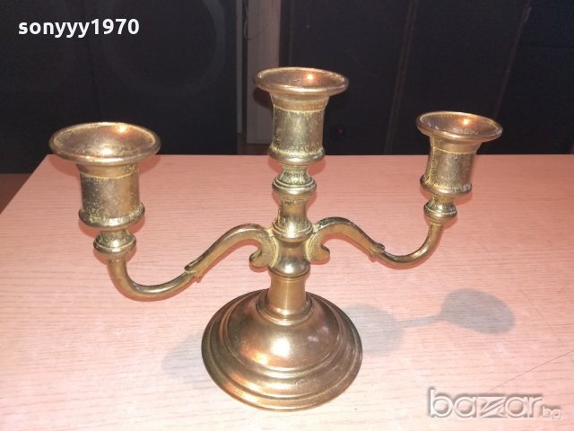 старинен свещник-антика-24х18х11см-внос швеицария, снимка 4 - Антикварни и старинни предмети - 20247202