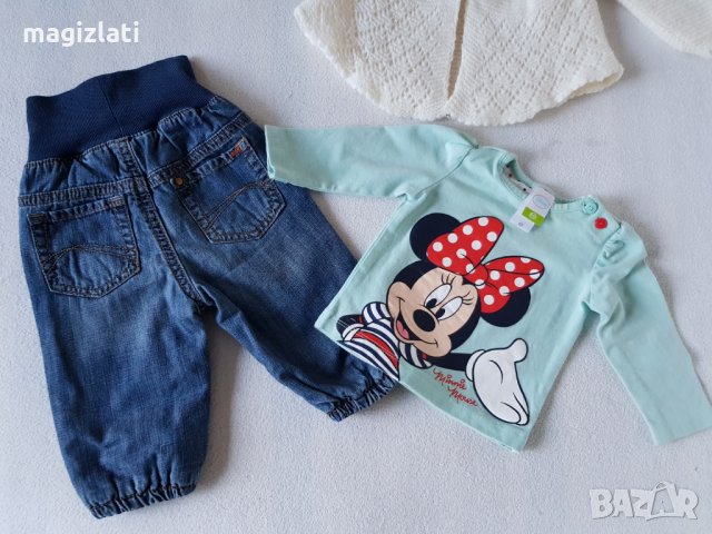 Дънки жилетка и блузка 0-3 месеца, снимка 7 - Комплекти за бебе - 24493458