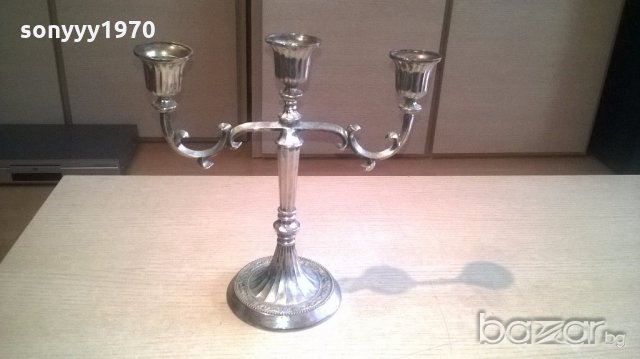 ретро свещник-made in hong kong-silver plated-26х25х12см-внос швеицария, снимка 3 - Антикварни и старинни предмети - 18346050