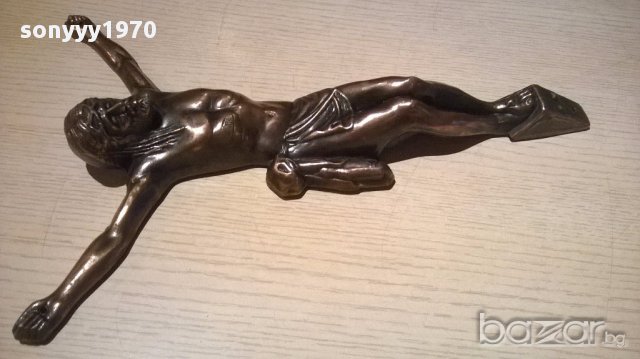 ГОЛЯМ Исус христос-35/24см мед/месинг/бронз-внос швеицария, снимка 9 - Антикварни и старинни предмети - 13741209