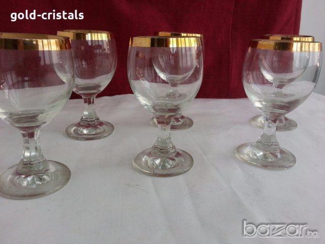 Ретро кристални чаши с златен кант , снимка 7 - Антикварни и старинни предмети - 19581397