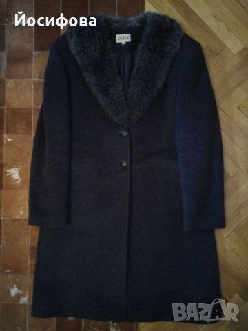 Луксозно дамско палто DIKA с яка от еко кожа, снимка 2 - Палта, манта - 24510994