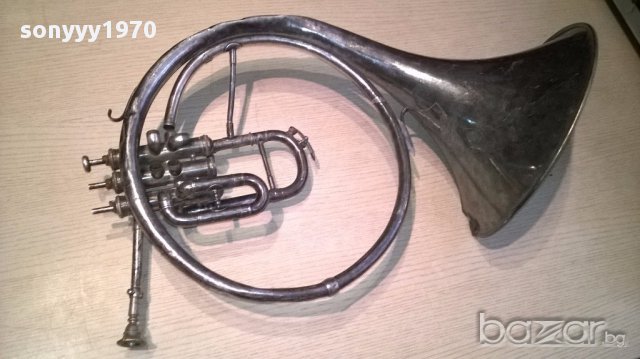 АНТИК-ретро колекция-Тромбон 65/35см-сребро-внос швеицария, снимка 2 - Духови инструменти - 15002831