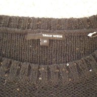  Черна машинно плетена блуза T A L L Y W E I J L, нова, размер Хs, снимка 4 - Блузи с дълъг ръкав и пуловери - 9815387
