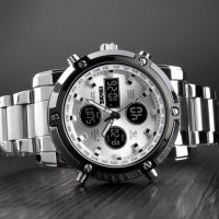 Мъжки водоустойчив часовник с черна верижка, снимка 9 - Мъжки - 24320254