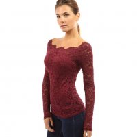 Дамска дантелена пролетна блуза Риза Блузка с къс дълъг ръкав горнище до рамената, снимка 6 - Блузи с дълъг ръкав и пуловери - 20594063