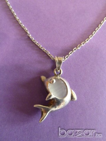сребърно колие с делфинче, снимка 2 - Колиета, медальони, синджири - 20918578