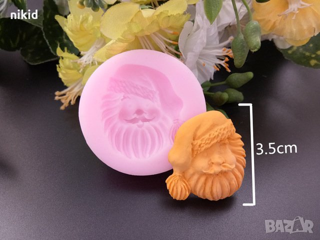 Дядо Коледа малко лице силиконов молд форма декорация торта фондан шоколад и др.