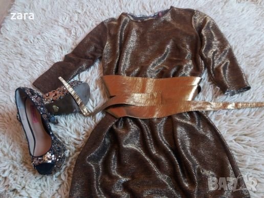 Златиста туника/рокля, снимка 2 - Рокли - 22508591