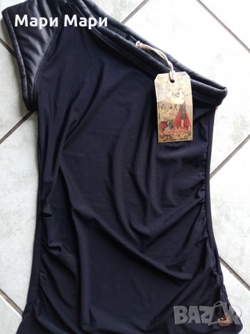 Pause Jeans  асиметричен черна блуза, снимка 7 - Тениски - 25275746