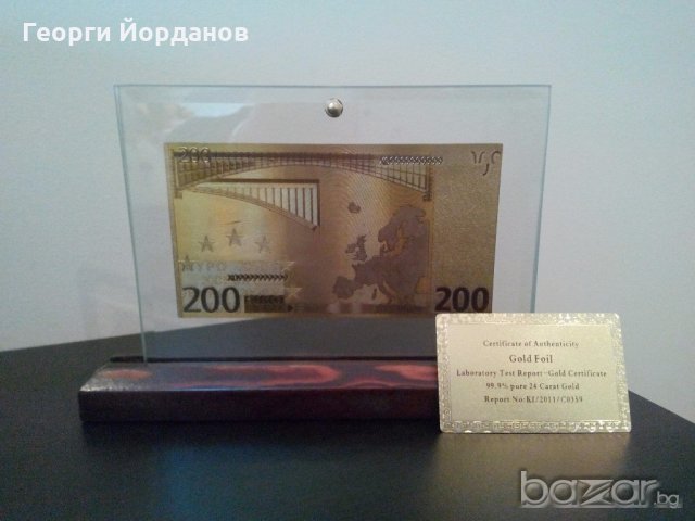 Сувенири 10 евро златни банкноти + сертфикат подарък, снимка 12 - Декорация за дома - 19322928
