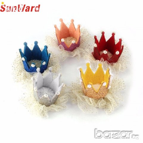 фиба шнола корона за коса глава за принцеса бебе на ластик с мъниста и брокат, снимка 4 - Други - 15684174