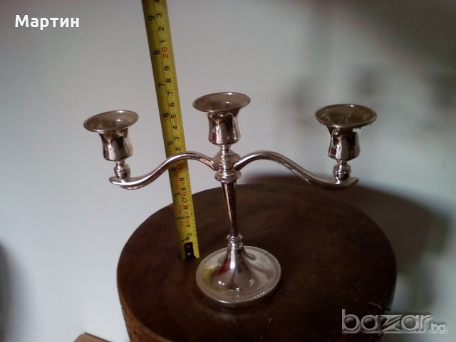 Масивен  посребрен  - Свещник - 1 бр. ( 778005) , снимка 4 - Други стоки за дома - 18316314