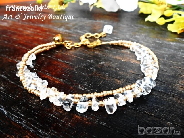 Гривна за крак от полускъпоценен камък - планински кристал, снимка 4 - Гривни - 21355401