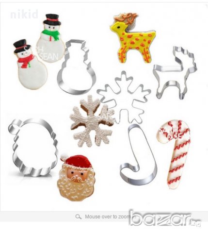 5 бр коледни снежинка елен Снежен човек дядо Коледа бастунче метални форми резци за тесто фондан