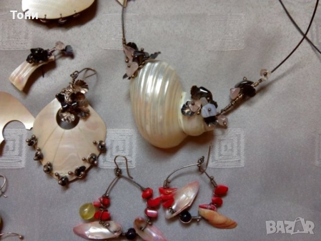 Бижута , сребро , кралски седеф и естествени камъни , снимка 2 - Бижутерийни комплекти - 25245874