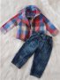 Карирана риза и дънки Мики Маус 9-12 месеца , снимка 3
