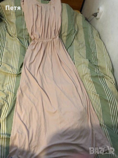 H&M Бежова дамска дълга рокля с гол гръб, снимка 1