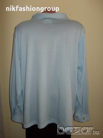 Светло синя блуза тип риза голям размер, снимка 3 - Блузи с дълъг ръкав и пуловери - 20801453