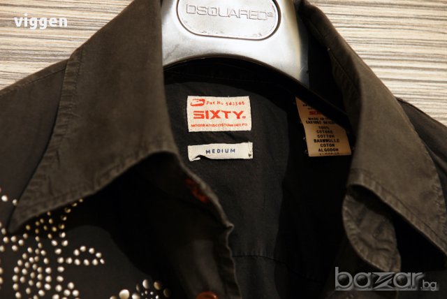 Sixty (Energie) мъжка риза с апликации от метал. Размер М. Цвят черен. Уникат! G-Star Replay Boss, снимка 4 - Ризи - 11717772