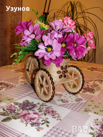 Декоративно колело триколка, велосипед с цветя за декорация, декор, украса за дома, снимка 8 - Декорация за дома - 22786655