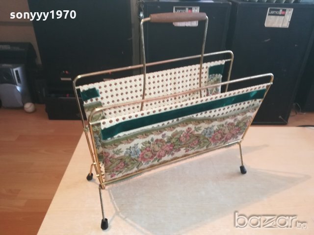 поставка за вестници-в златисто-метал и плат-внос швеицария, снимка 2 - Антикварни и старинни предмети - 21151180